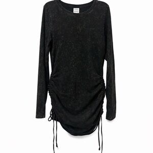 PINK Victoria's Secret Washed Black Ruched-Side Long Sleeve Tee